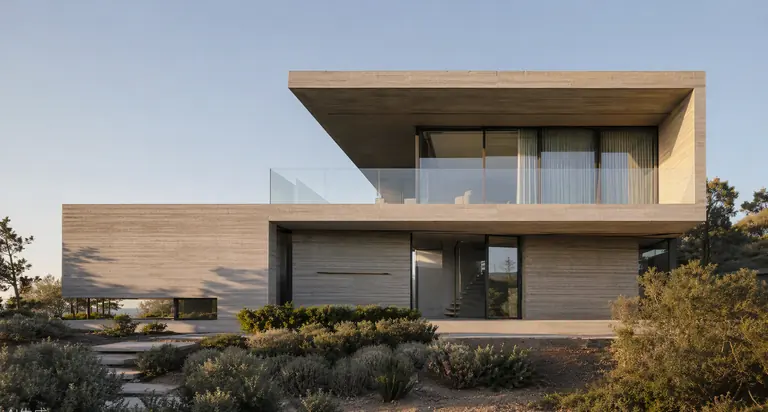 Architecturally designed concrete home with cantilevered upper floor, Perth